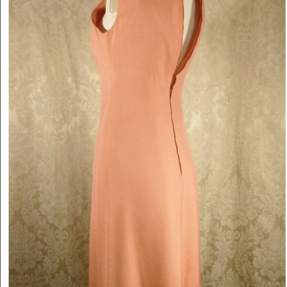 Vintage Givenchy Nouvelle Pastel Apricot Peach Silk Slip Sheath Dress - Picture 9 of 11